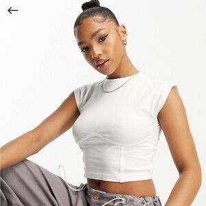 Miss Selfridge White Sleeveless Corset Tee